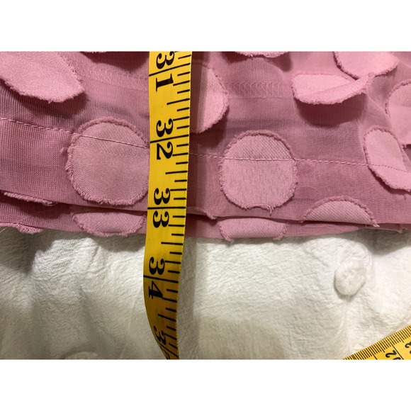 Entro Shift Mini Dress Size L Rose Pink Dot Applique Zip Back Boho Brunch - Picture 4 of 7
